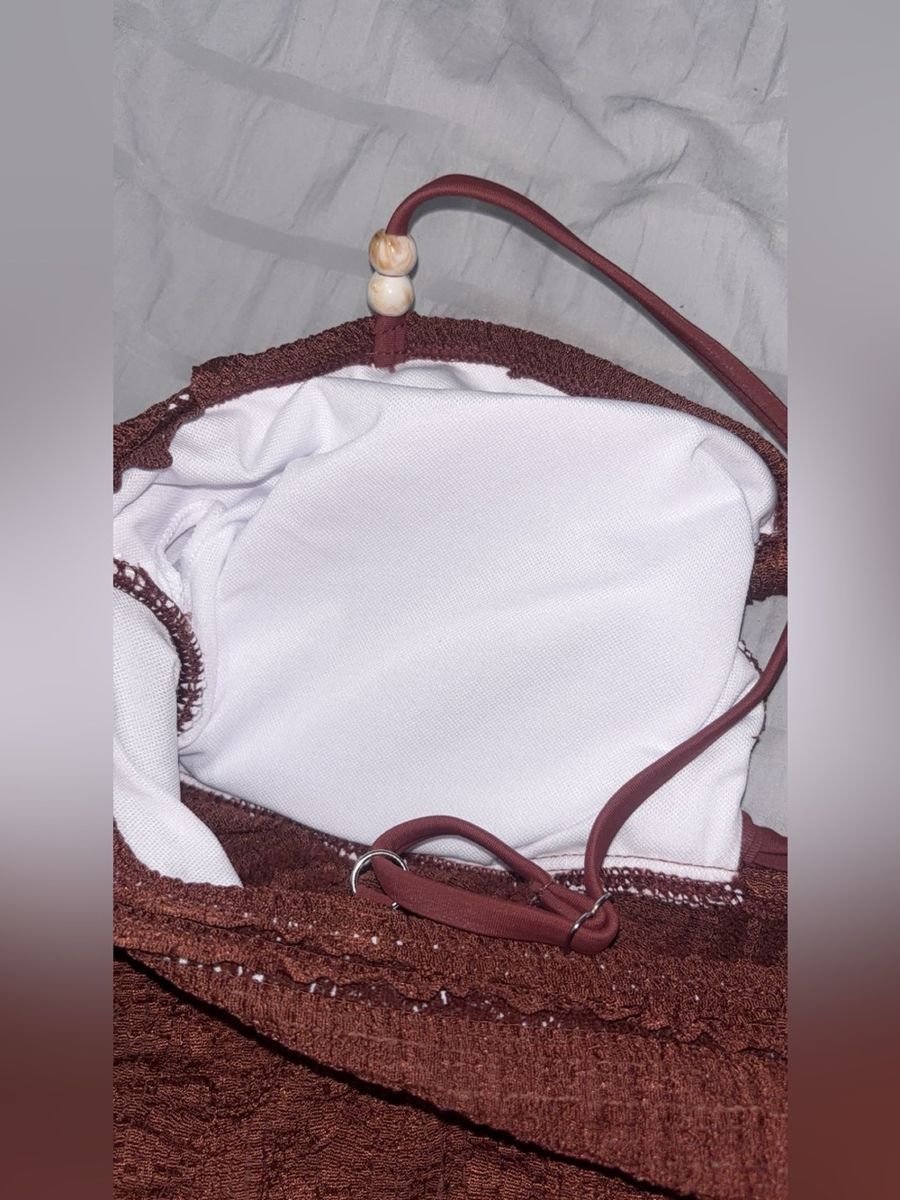 Brown Textured Tankini Swimsuit Set - Picture 7 of 7